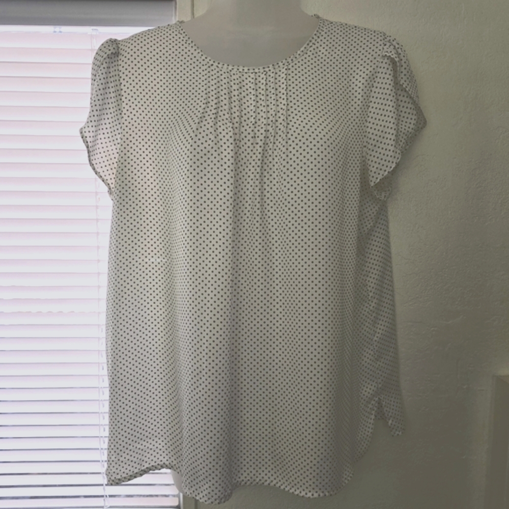FUN 2 FUN White Polka Dot Top